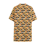 Apricot Fruit Striped Pattern Print Cotton Hawaiian Shirt