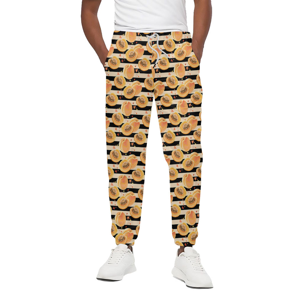 Apricot Fruit Striped Pattern Print Cotton Pants