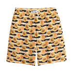 Apricot Fruit Striped Pattern Print Cotton Shorts