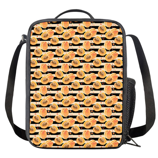 Apricot Fruit Striped Pattern Print Crossbody Lunch Bag