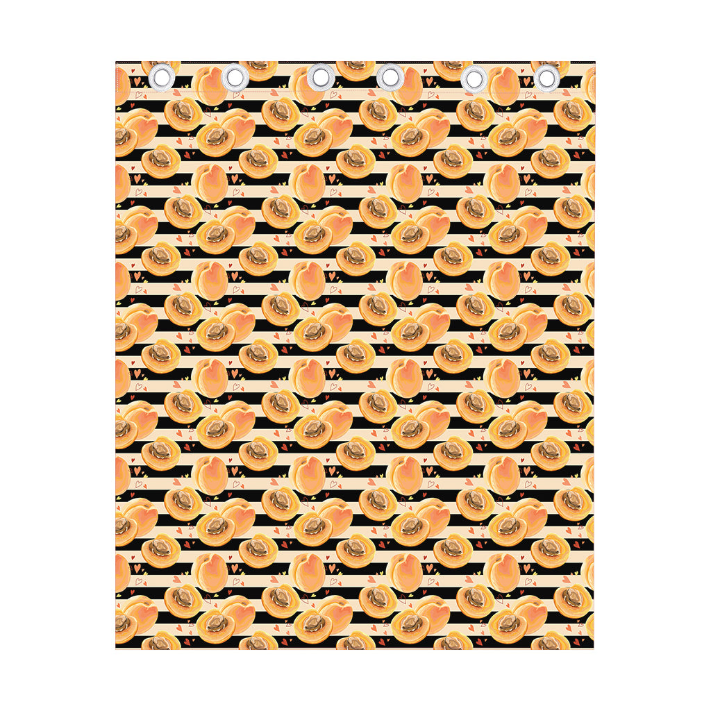 Apricot Fruit Striped Pattern Print Curtain