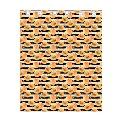 Apricot Fruit Striped Pattern Print Curtain