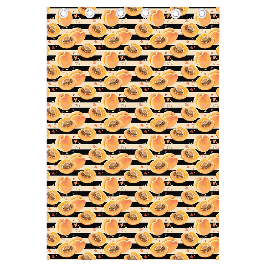 Apricot Fruit Striped Pattern Print Curtain