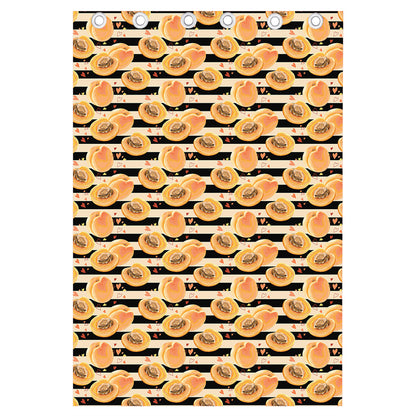 Apricot Fruit Striped Pattern Print Curtain