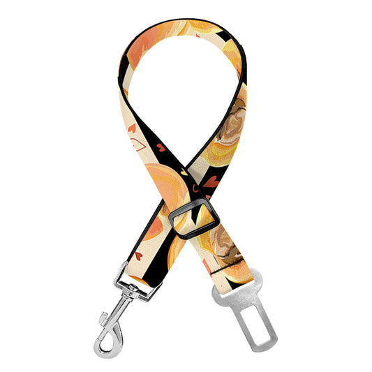 Apricot Fruit Striped Pattern Print Dog Seat Belt