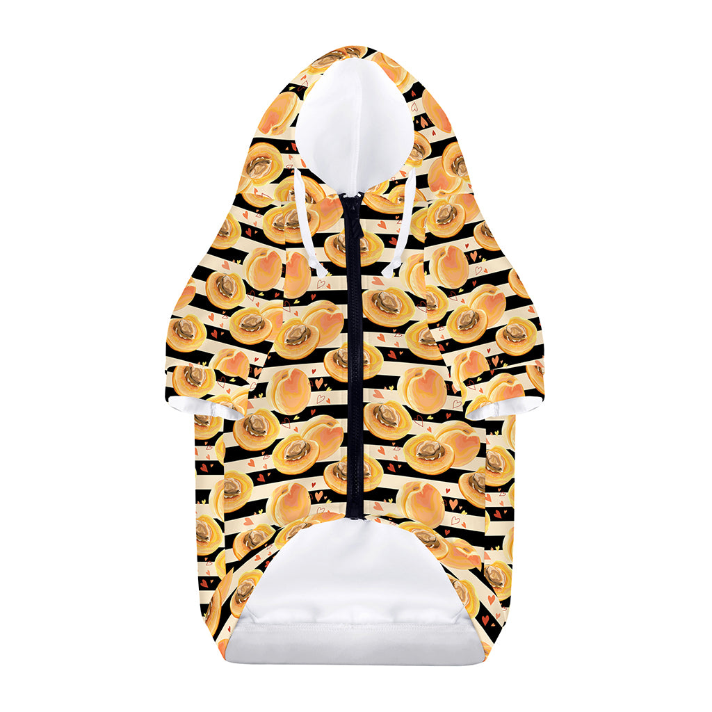 Apricot Fruit Striped Pattern Print Dog Zip Up Hoodie