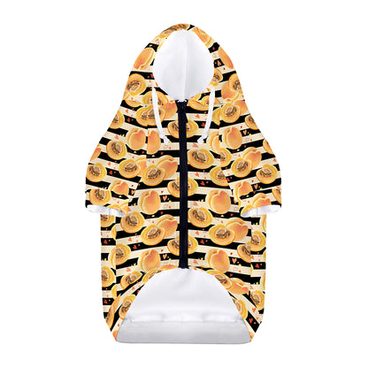 Apricot Fruit Striped Pattern Print Dog Zip Up Hoodie