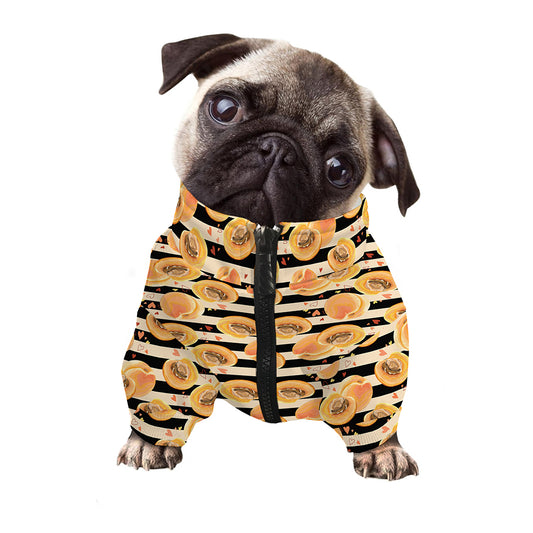 Apricot Fruit Striped Pattern Print Dog Zip Up Jacket