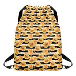 Apricot Fruit Striped Pattern Print Drawstring Backpack