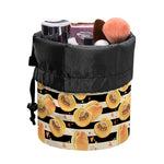 Apricot Fruit Striped Pattern Print Drawstring Makeup Bag