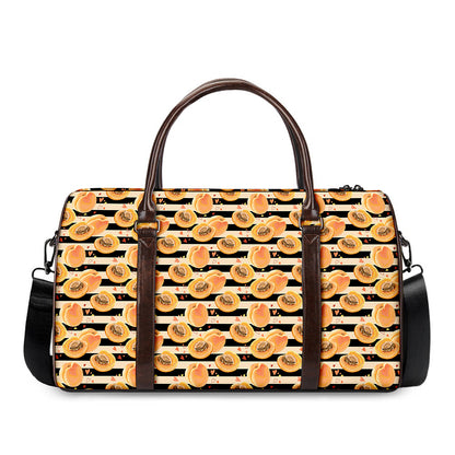Apricot Fruit Striped Pattern Print Duffle Bag