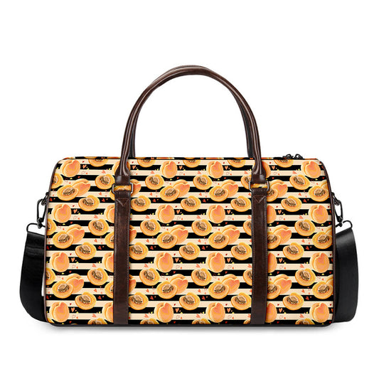 Apricot Fruit Striped Pattern Print Duffle Bag