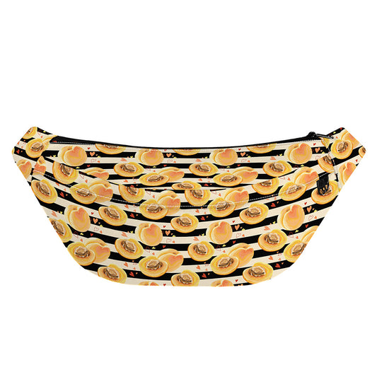 Apricot Fruit Striped Pattern Print Fanny Pack