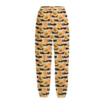 Apricot Fruit Striped Pattern Print Fleece Lined Knit Pants