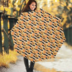 Apricot Fruit Striped Pattern Print Foldable Umbrella