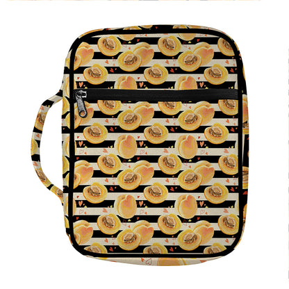 Apricot Fruit Striped Pattern Print Front Pocket Bible Bag