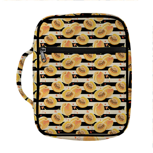 Apricot Fruit Striped Pattern Print Front Pocket Bible Bag