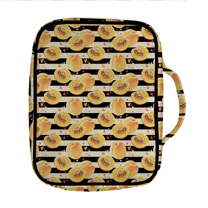 Apricot Fruit Striped Pattern Print Front Pocket Bible Bag