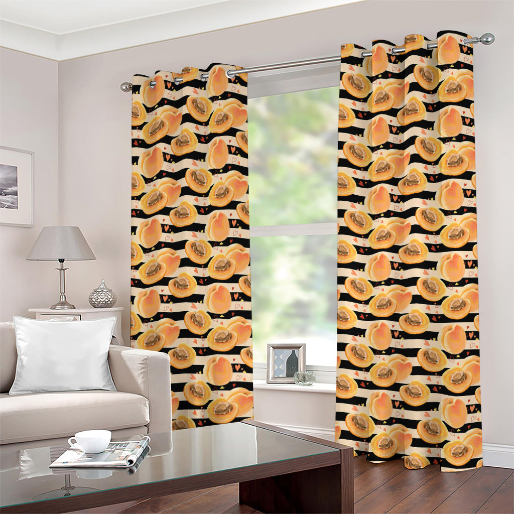 Apricot Fruit Striped Pattern Print Grommet Curtains