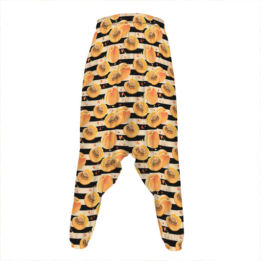 Apricot Fruit Striped Pattern Print Hammer Pants