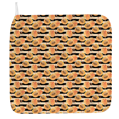 Apricot Fruit Striped Pattern Print Hand Towel