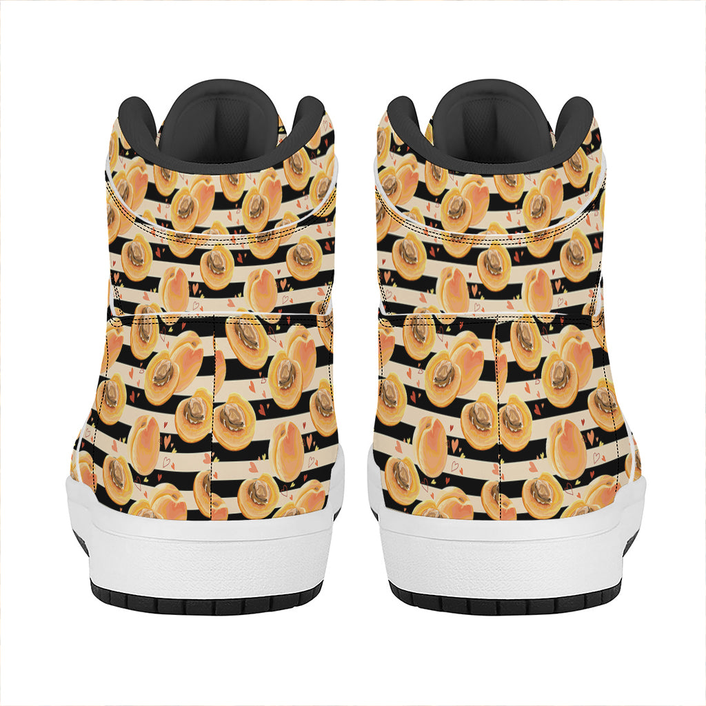 Apricot Fruit Striped Pattern Print High Top Leather Sneakers