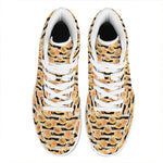 Apricot Fruit Striped Pattern Print High Top Leather Sneakers