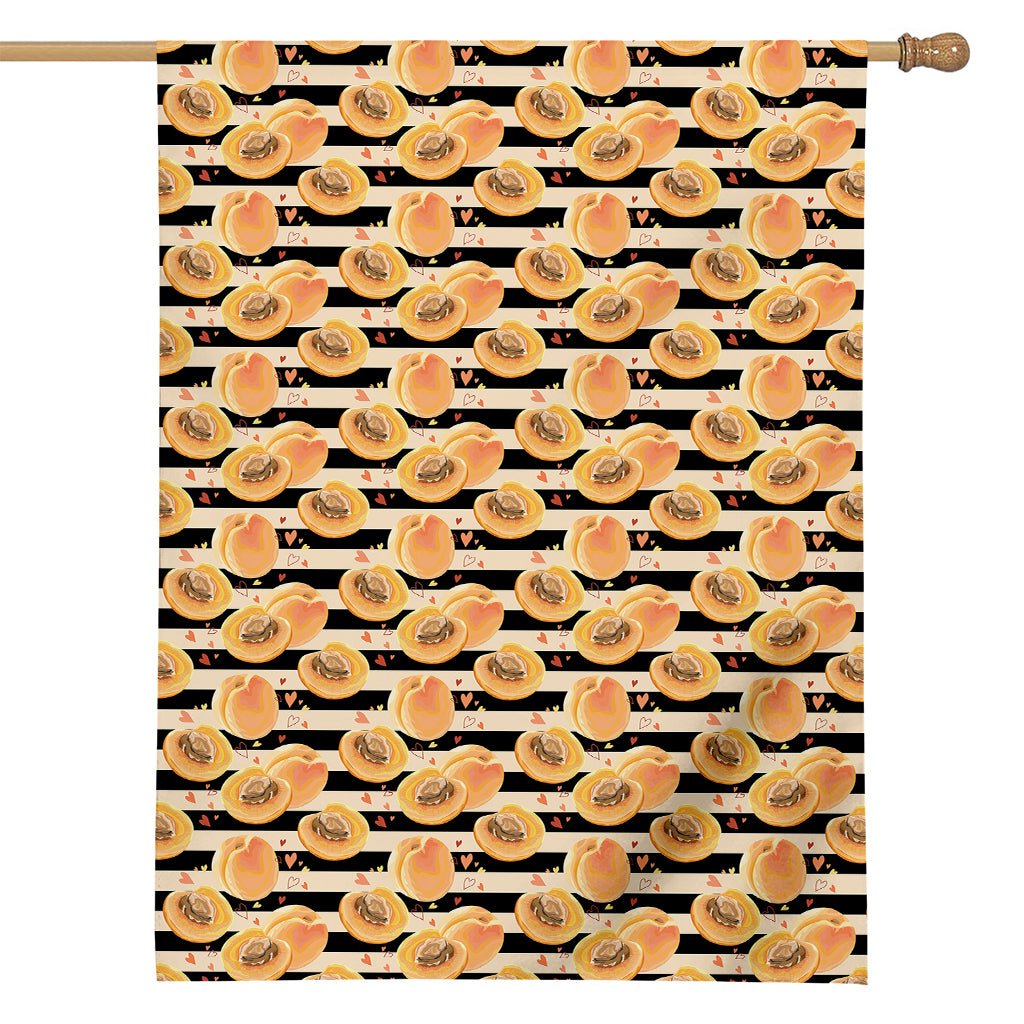 Apricot Fruit Striped Pattern Print House Flag