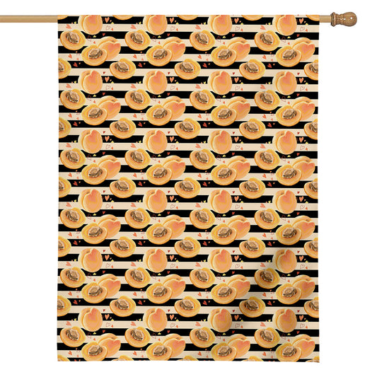 Apricot Fruit Striped Pattern Print House Flag