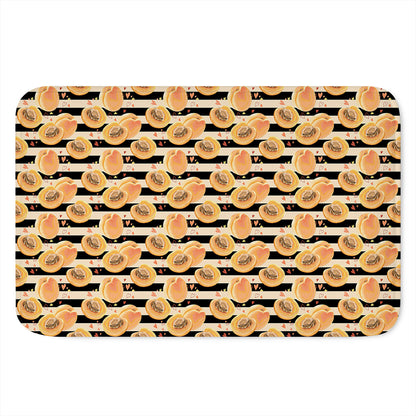 Apricot Fruit Striped Pattern Print Indoor Door Mat