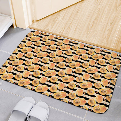 Apricot Fruit Striped Pattern Print Indoor Door Mat