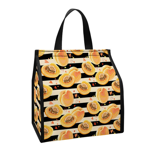 Apricot Fruit Striped Pattern Print Insulated Lunch Tote