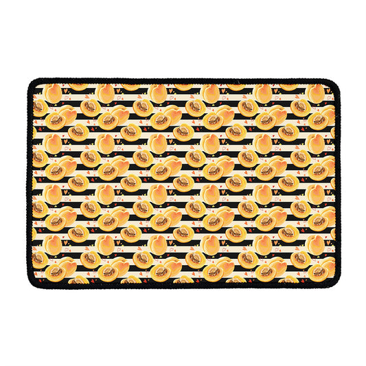 Apricot Fruit Striped Pattern Print Kitchen Mat