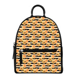 Apricot Fruit Striped Pattern Print Leather Backpack