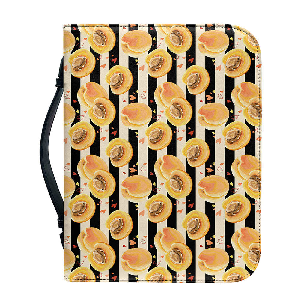 Apricot Fruit Striped Pattern Print Leather Bible Cover