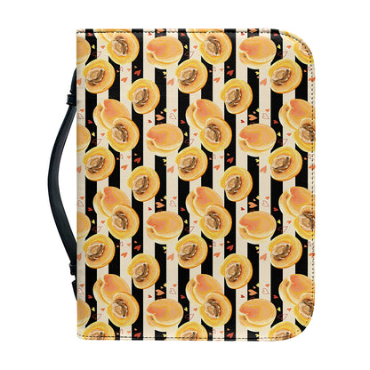 Apricot Fruit Striped Pattern Print Leather Bible Cover