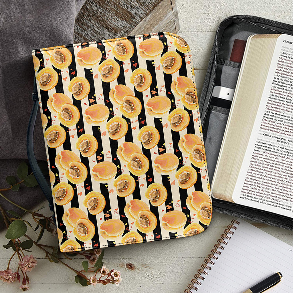 Apricot Fruit Striped Pattern Print Leather Bible Cover