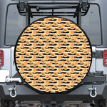 Apricot Fruit Striped Pattern Print Leather Spare Tire Cover