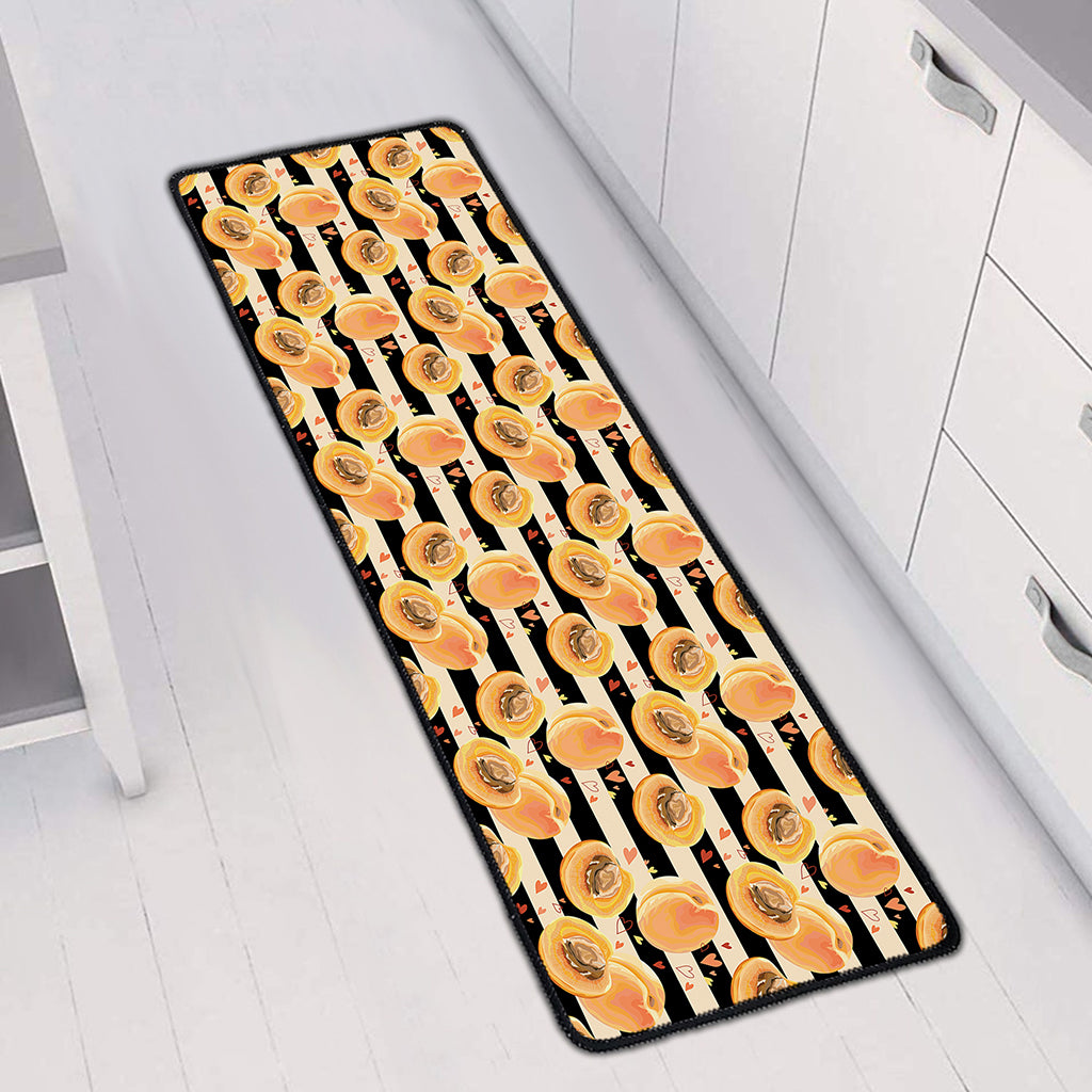 Apricot Fruit Striped Pattern Print Long Kitchen Mat