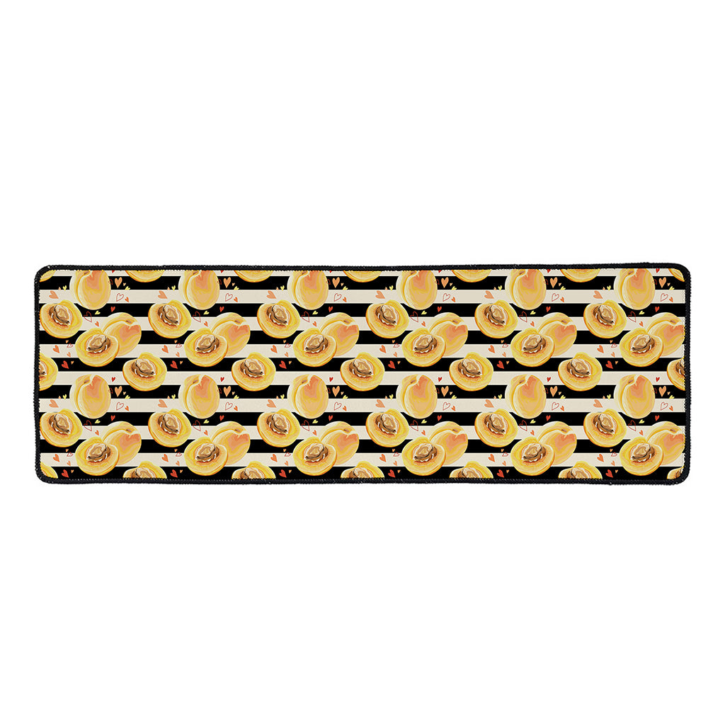 Apricot Fruit Striped Pattern Print Long Kitchen Mat