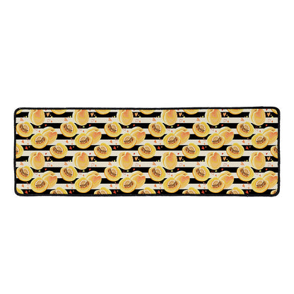 Apricot Fruit Striped Pattern Print Long Kitchen Mat