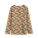 Apricot Fruit Striped Pattern Print Long Sleeve Short Coat