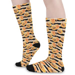 Apricot Fruit Striped Pattern Print Long Socks