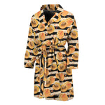 Apricot Fruit Striped Pattern Print Men's Bathrobe