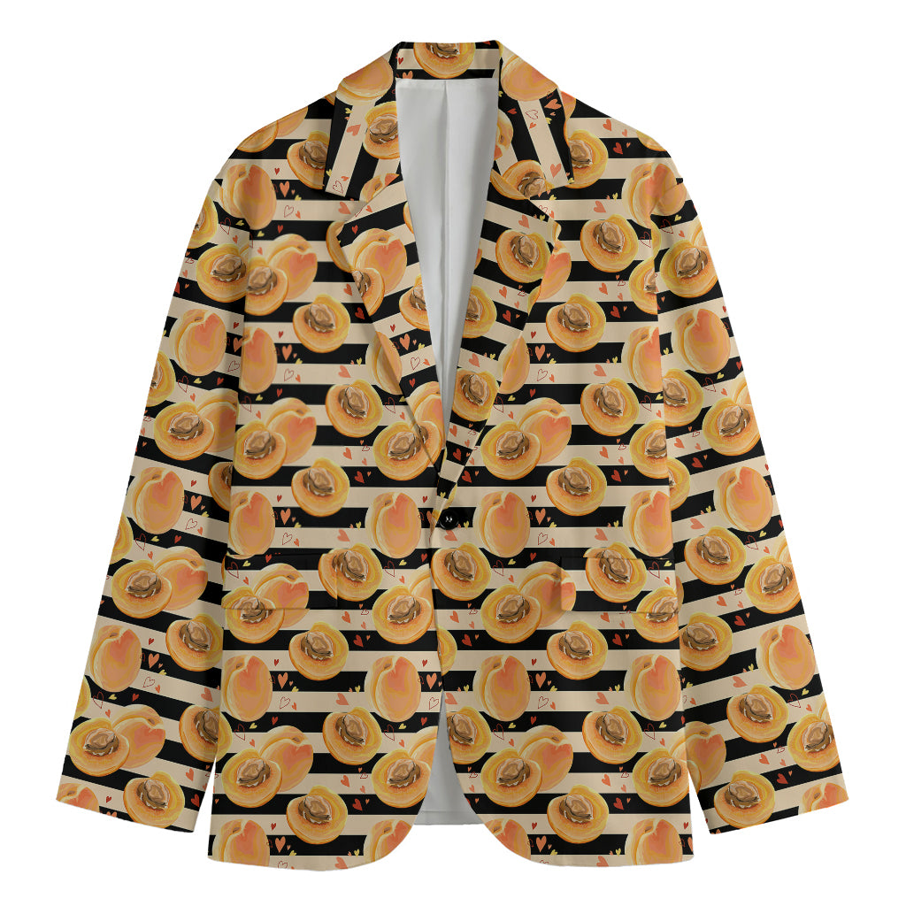Apricot Fruit Striped Pattern Print Men's Blazer