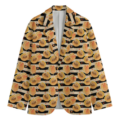 Apricot Fruit Striped Pattern Print Men's Blazer