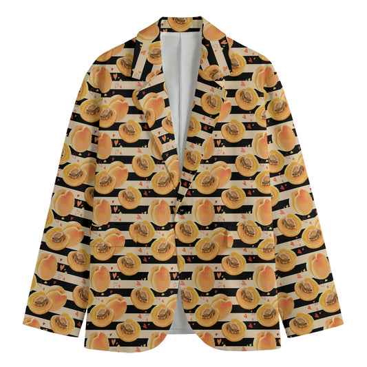 Apricot Fruit Striped Pattern Print Men's Blazer