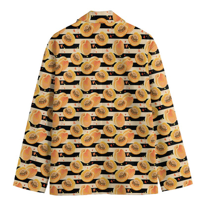 Apricot Fruit Striped Pattern Print Men's Blazer