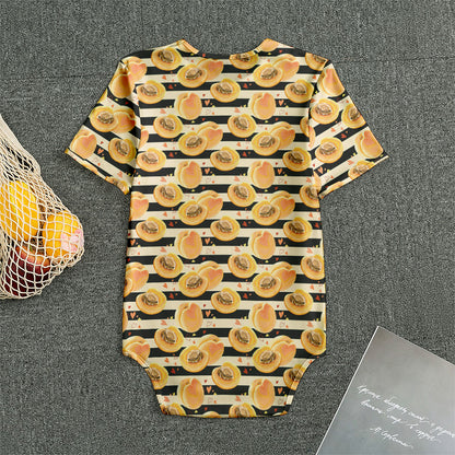 Apricot Fruit Striped Pattern Print Men's Bodysuit