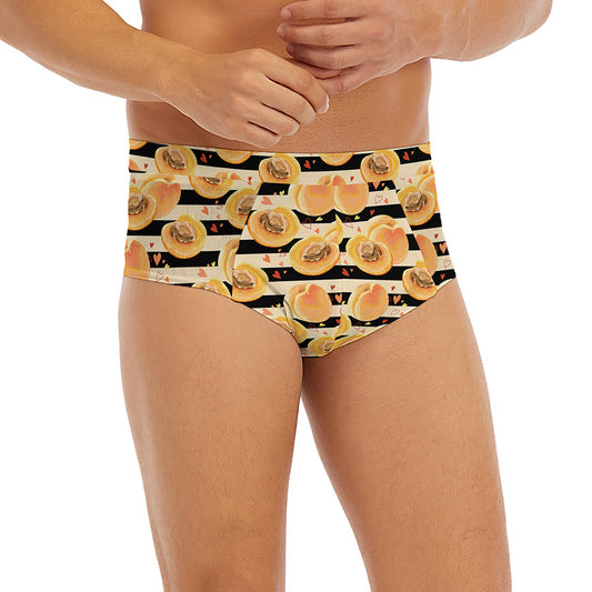Apricot Fruit Striped Pattern Print Men's Briefs